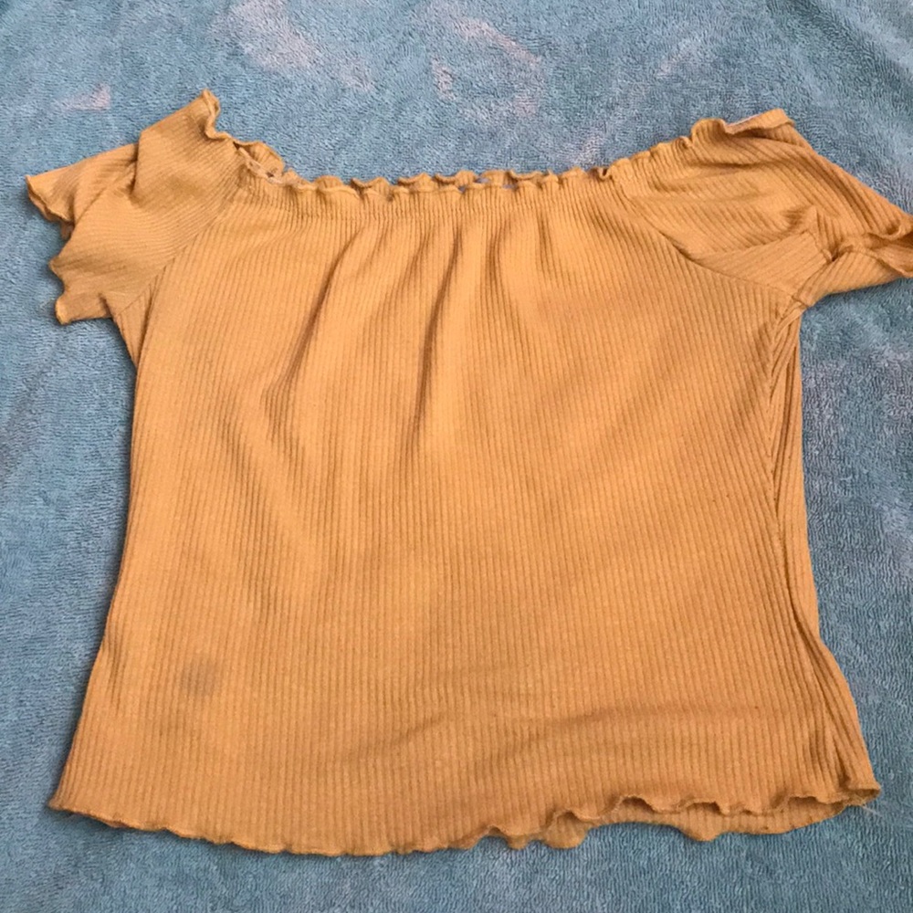 Yellow off the shoulder crop top